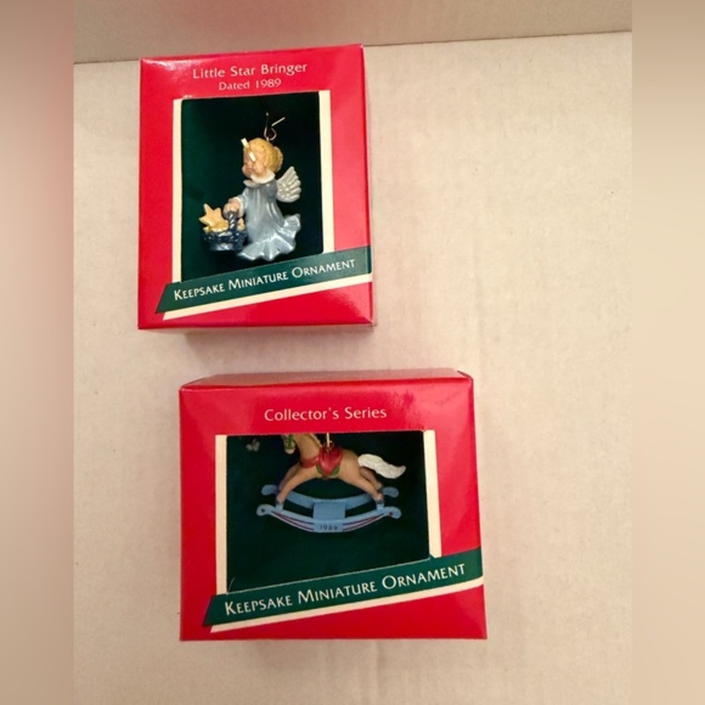 Keepsake Miniature Ornament Hallmark set of 2 EUC or maybe NIB 1989 Christmas